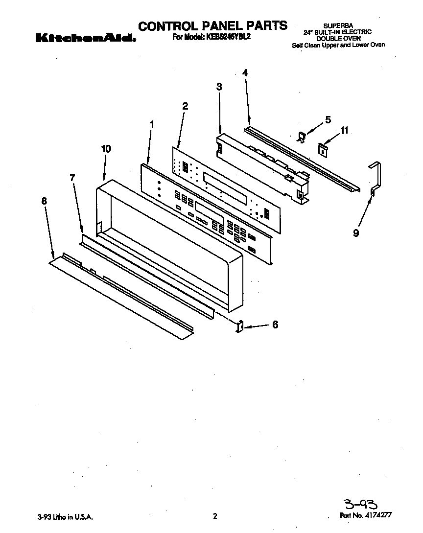 KitchenAid KEBS246YBL2 control panel diagram