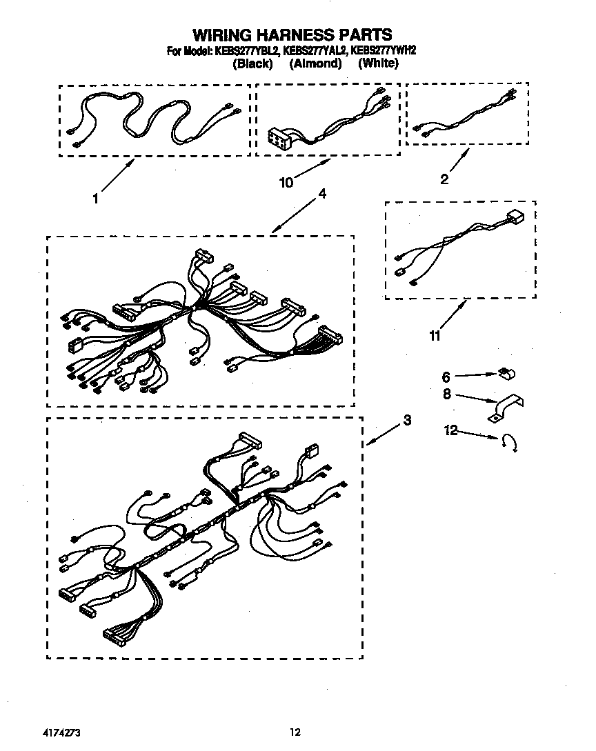 KitchenAid KEBS277YWH2 wiring harness diagram