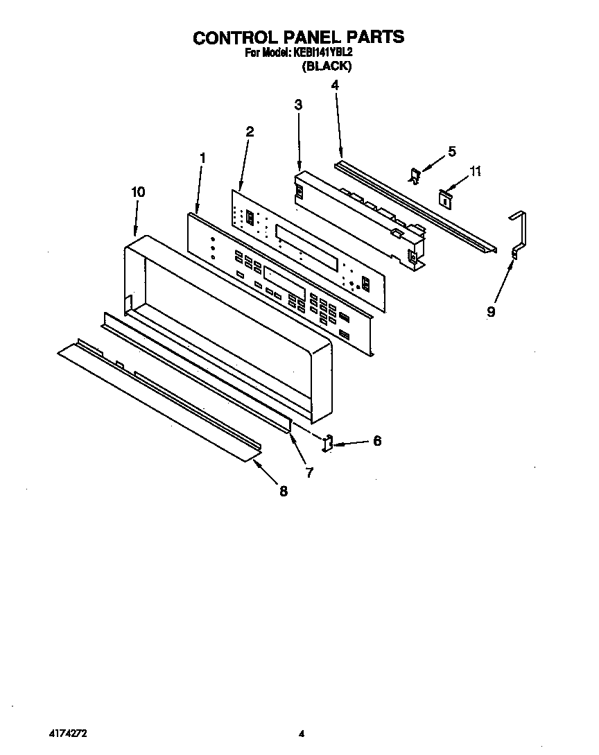 KitchenAid KEBI141YBL2 control panel diagram