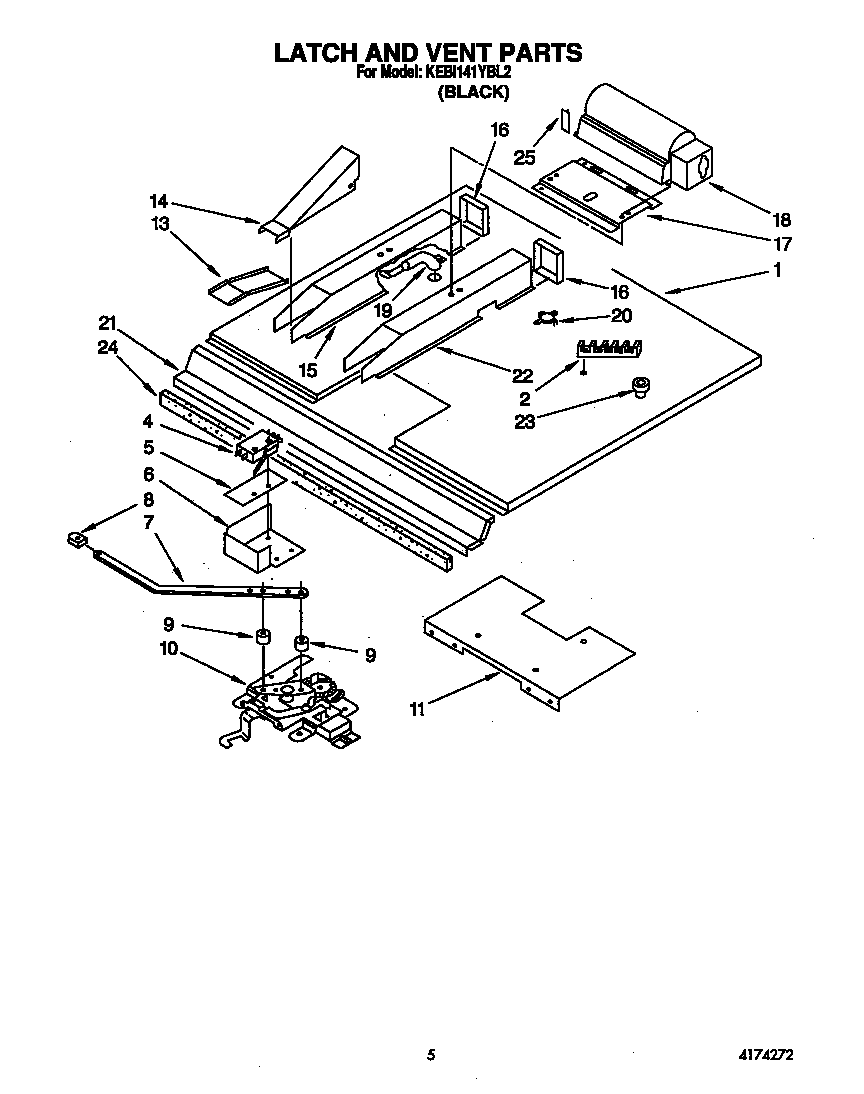 KitchenAid KEBI141YBL2 latch and vent diagram