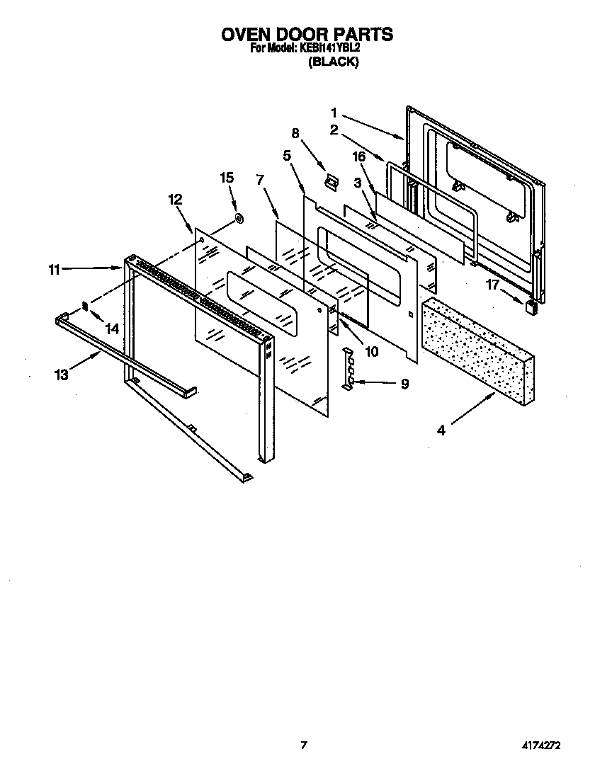 KitchenAid KEBI141YBL2 oven door diagram