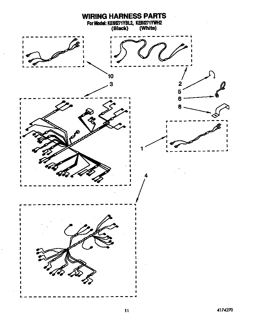 KitchenAid KEBI271YWH2 wiring harness diagram