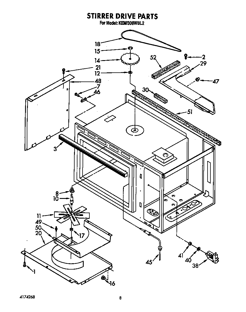 KitchenAid KEMI300WBL2 stirrer drive diagram