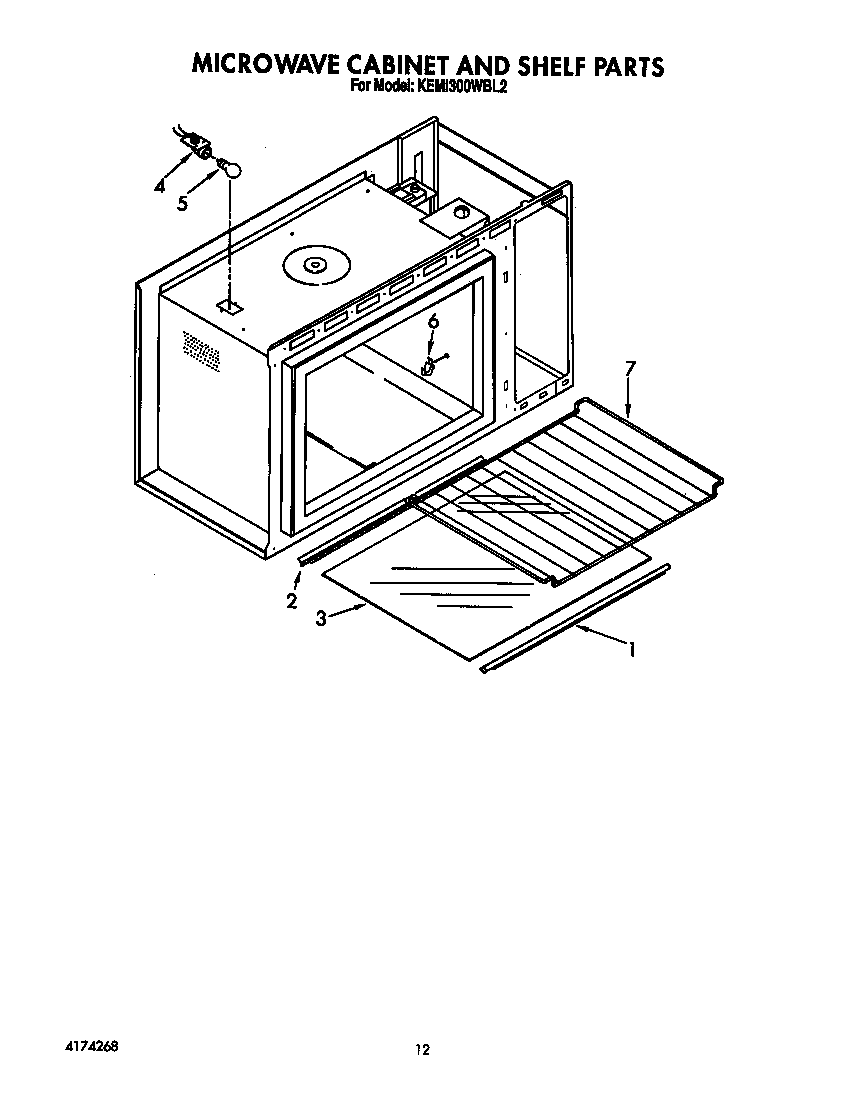 KitchenAid KEMI300WBL2 microwave cabinet and shelf diagram