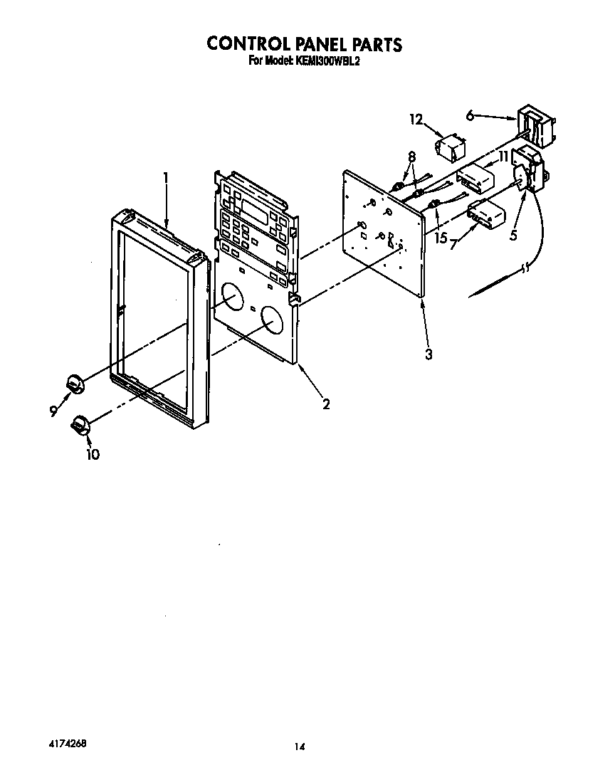 KitchenAid KEMI300WBL2 control panel diagram