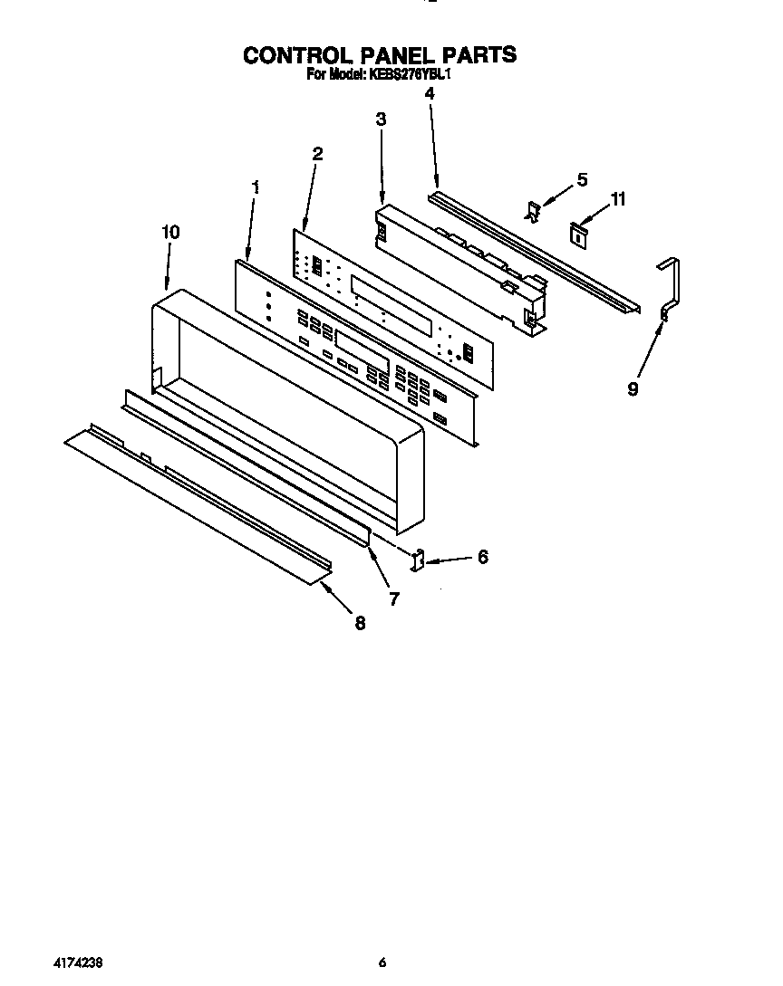 KitchenAid KEBS276YBL1 control panel diagram