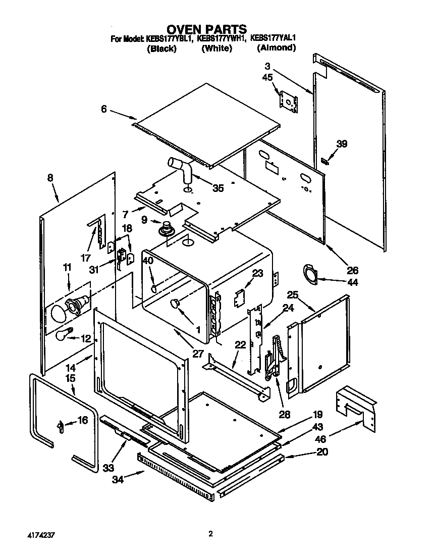 KitchenAid KEBS177YWH1 oven diagram