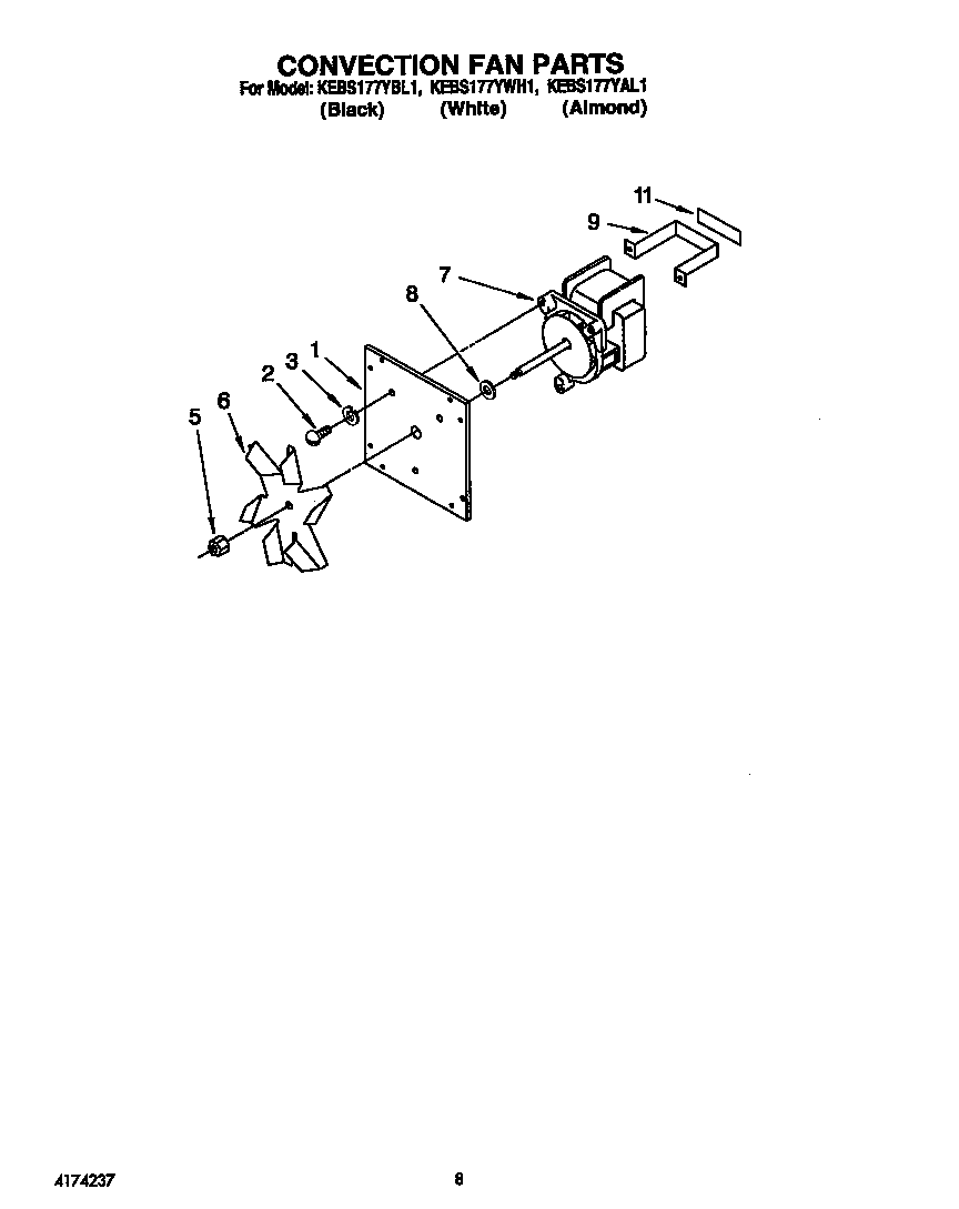 KitchenAid KEBS177YWH1 convection fan diagram
