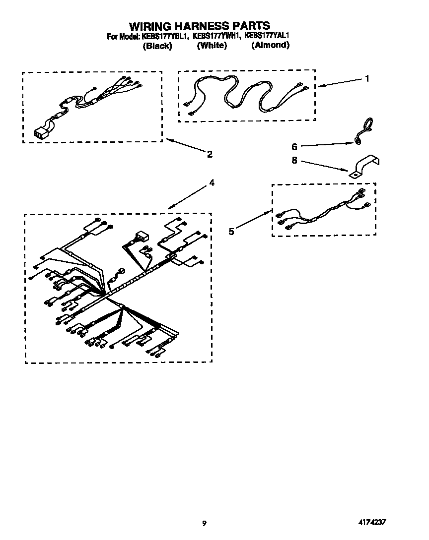 KitchenAid KEBS177YWH1 wiring harness diagram