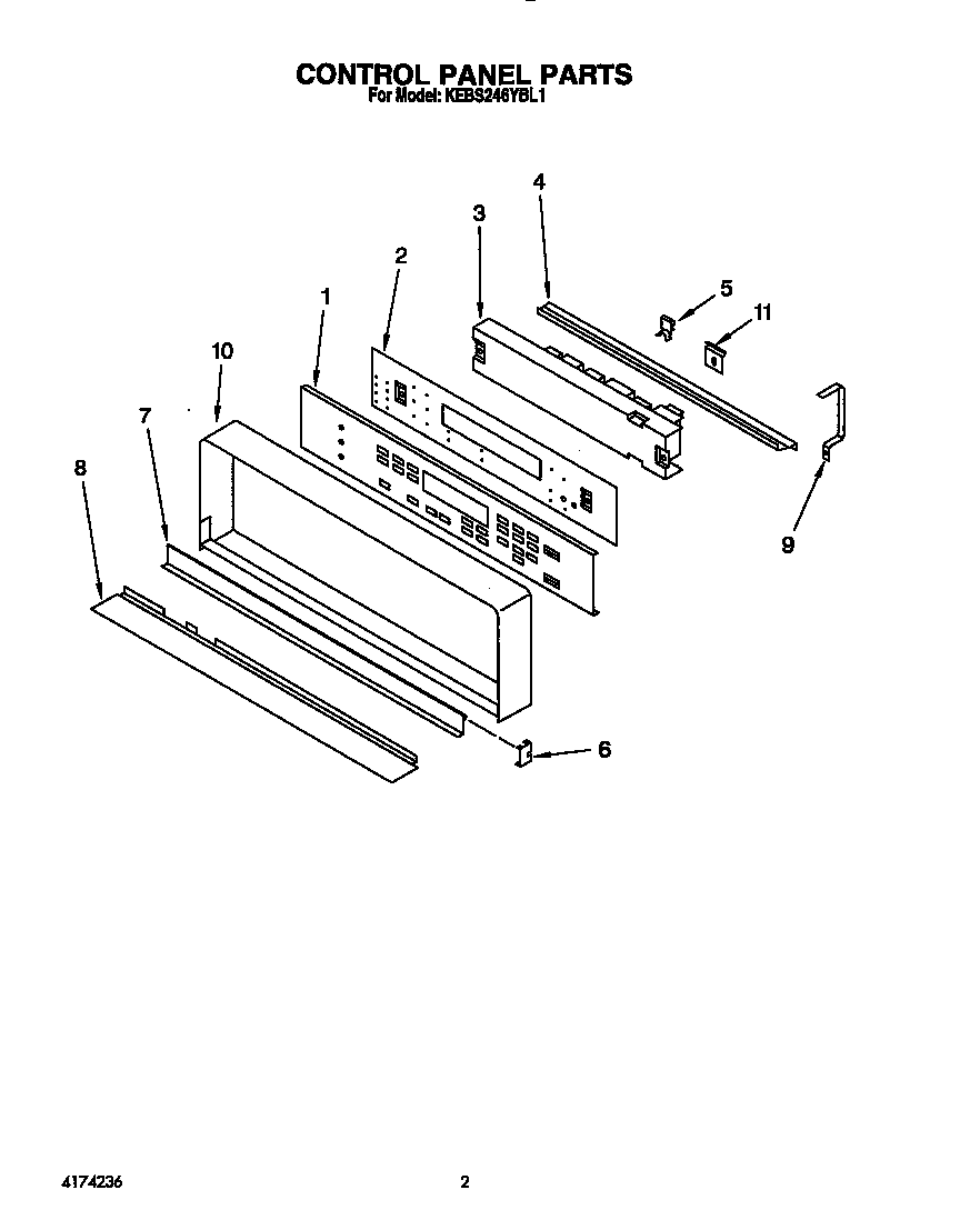 KitchenAid KEBS246YBL1 control panel diagram