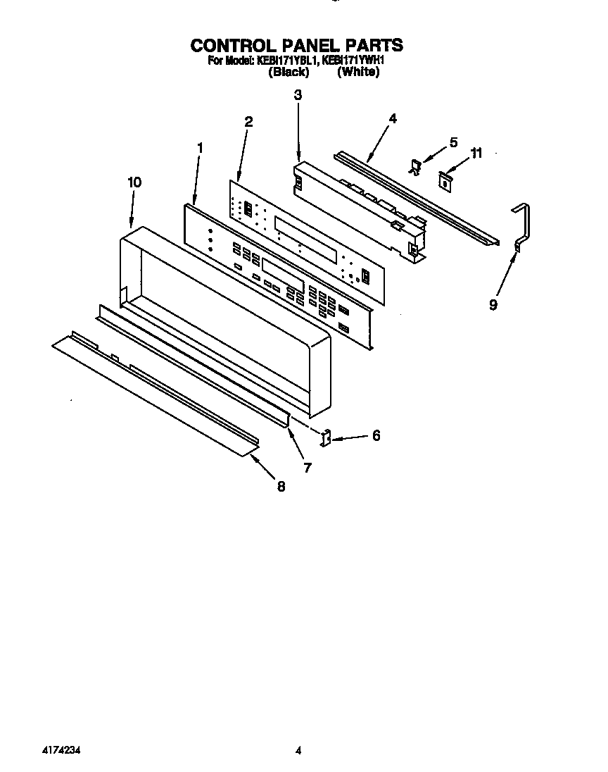 KitchenAid KEBI171YWH1 control panel diagram