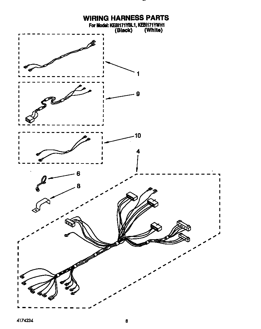 KitchenAid KEBI171YWH1 wiring harness diagram