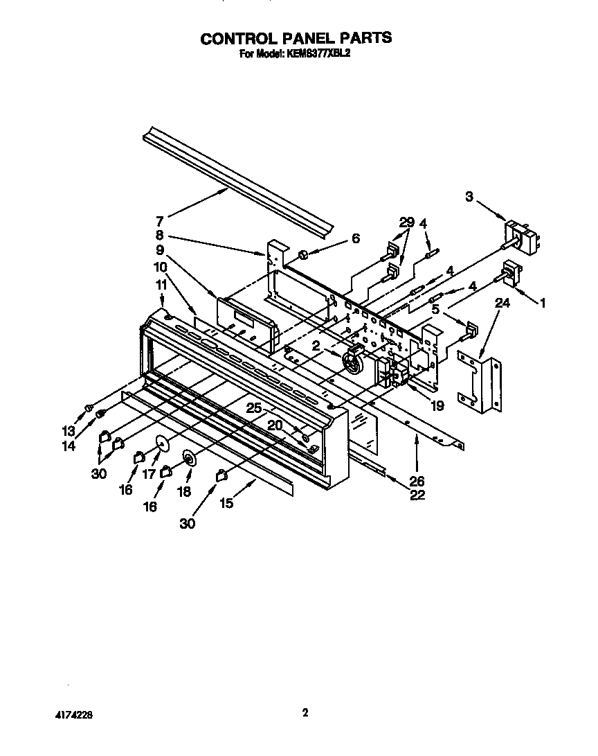 KitchenAid KEMS377XWH2 control panel diagram