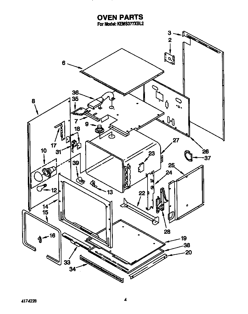 KitchenAid KEMS377XWH2 oven diagram
