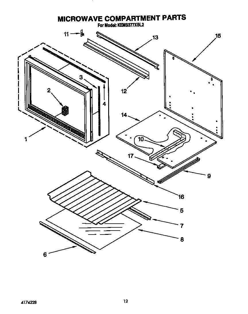 KitchenAid KEMS377XWH2 microwave compartment diagram