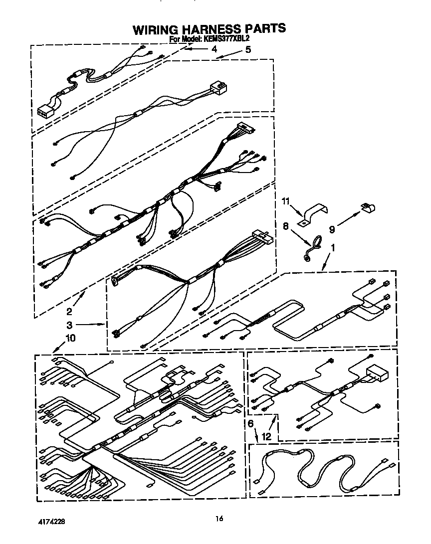 KitchenAid KEMS377XWH2 wiring harness diagram
