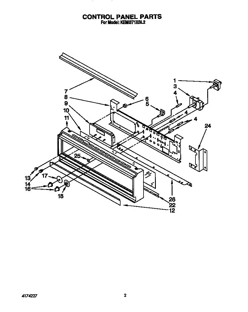 KitchenAid KEMI371XBL2 control panel diagram