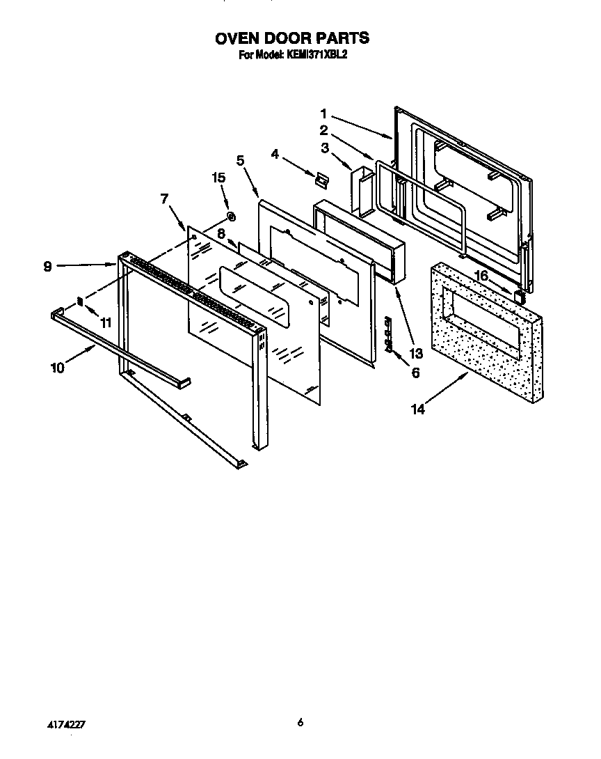 KitchenAid KEMI371XBL2 oven door diagram