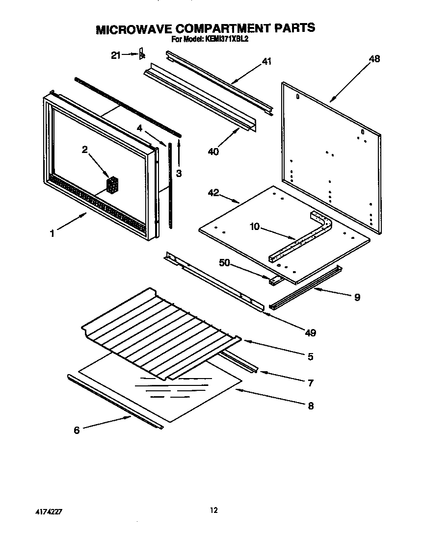 KitchenAid KEMI371XBL2 microwave compartment diagram