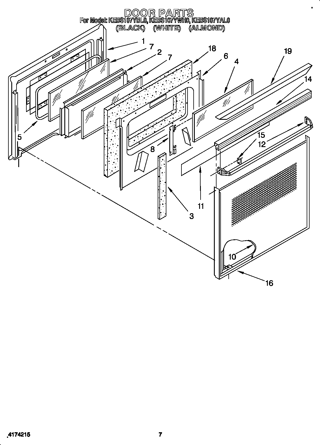 KitchenAid KEBS107YWH0 door diagram