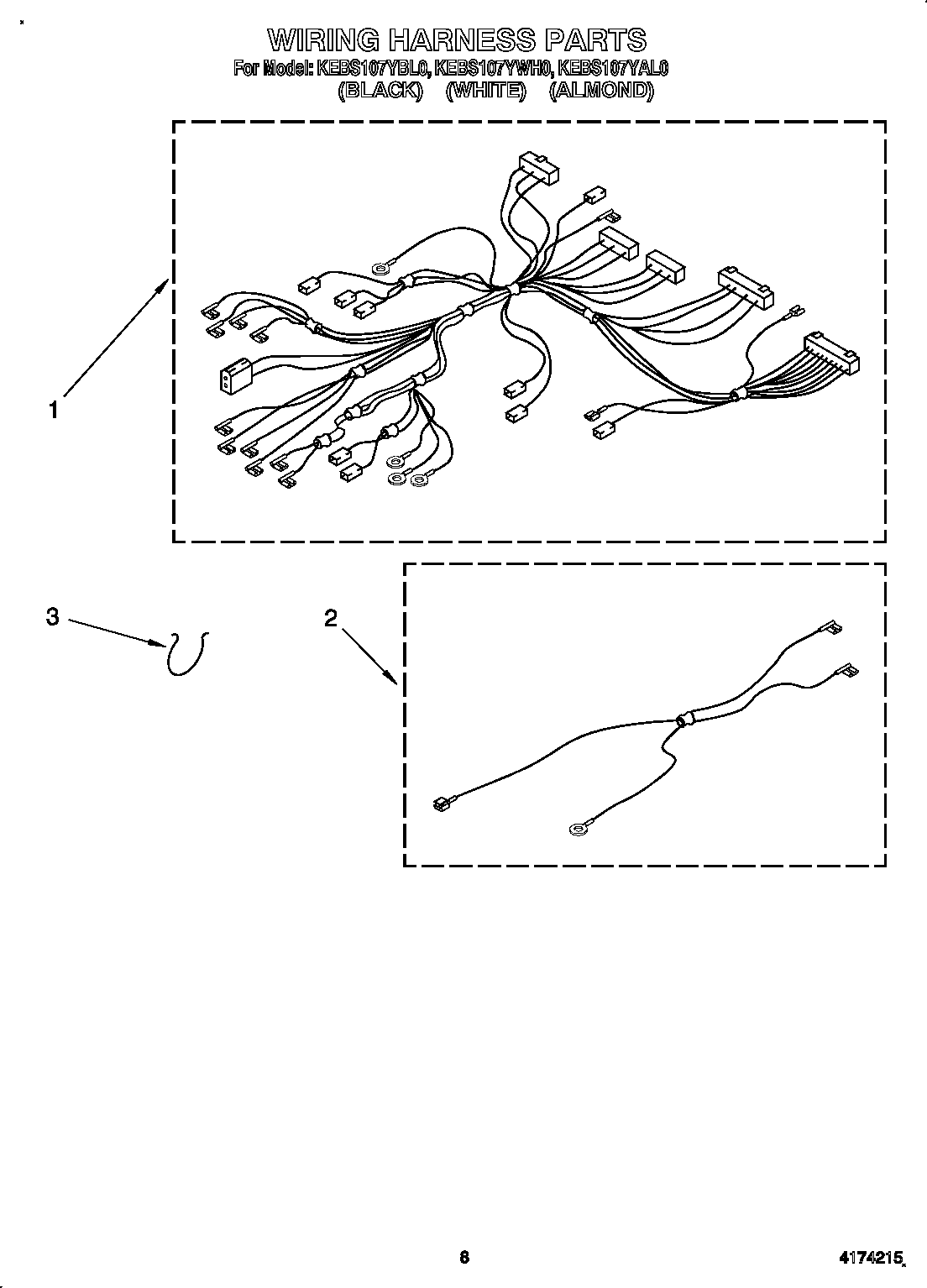 KitchenAid KEBS107YWH0 wiring harness diagram