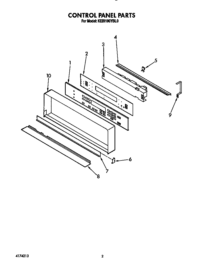 KitchenAid KEBI100YWH0 control panel diagram