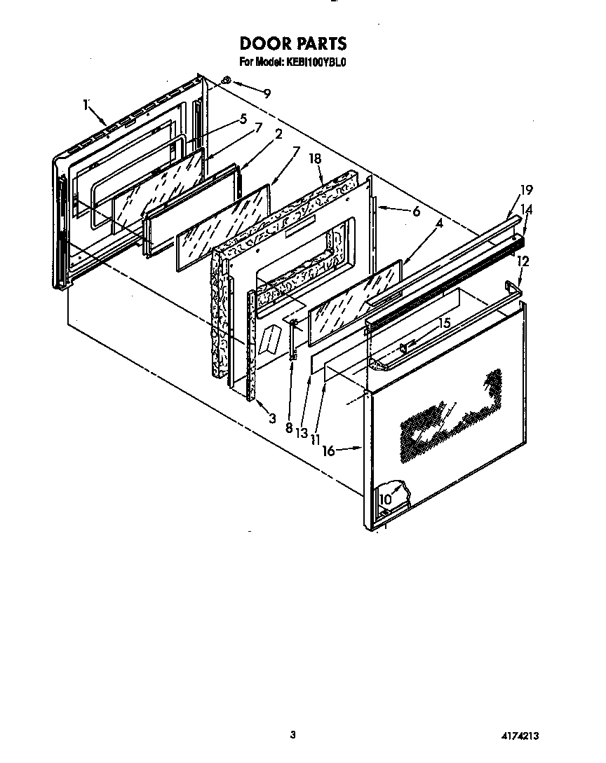 KitchenAid KEBI100YWH0 door diagram