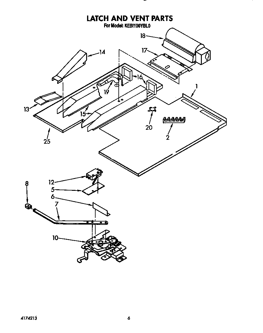 KitchenAid KEBI100YWH0 latch and vent diagram
