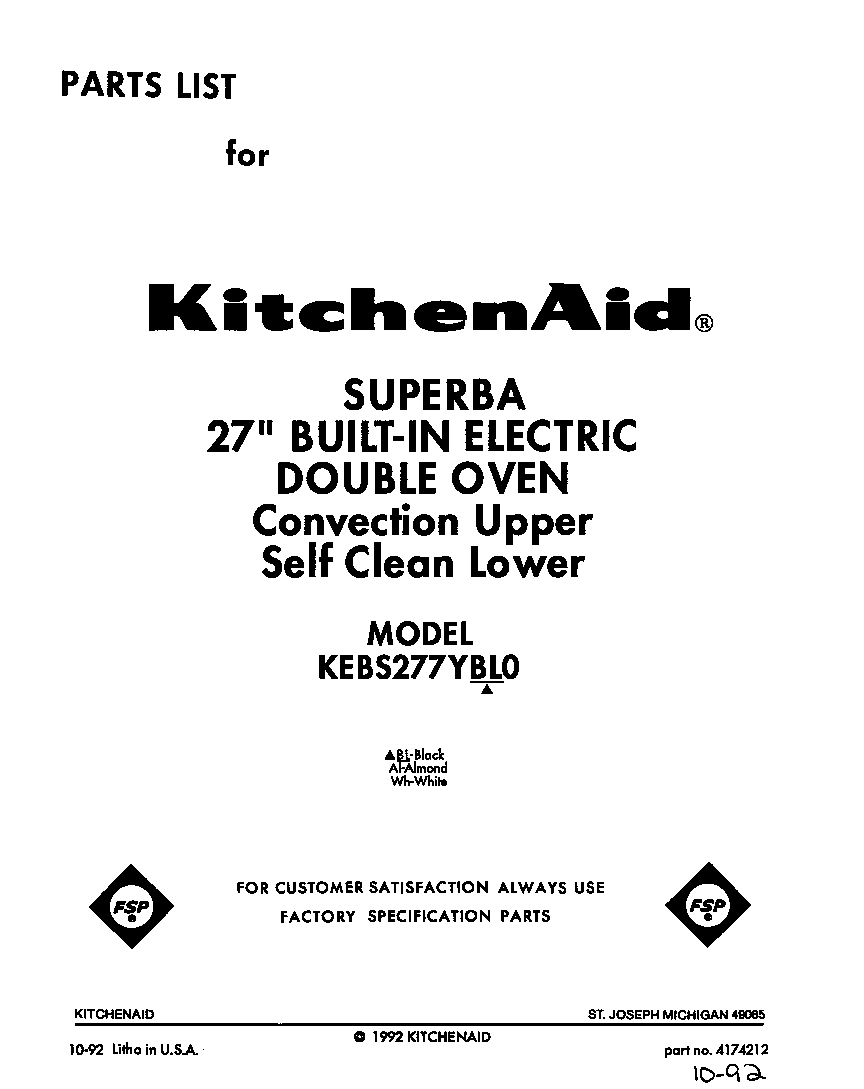 KitchenAid KEBS277YWH0 front cover diagram