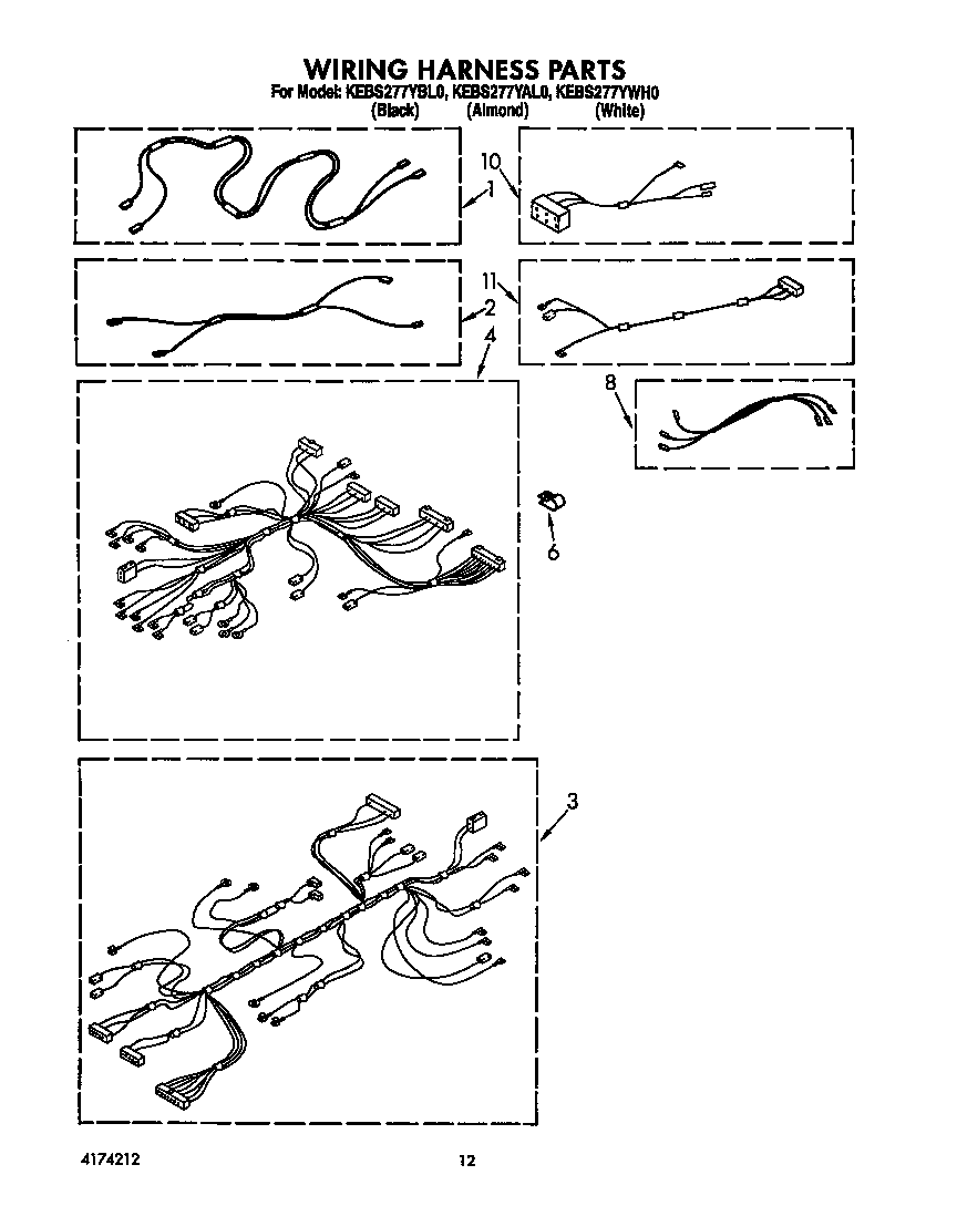 KitchenAid KEBS277YWH0 wiring harness diagram