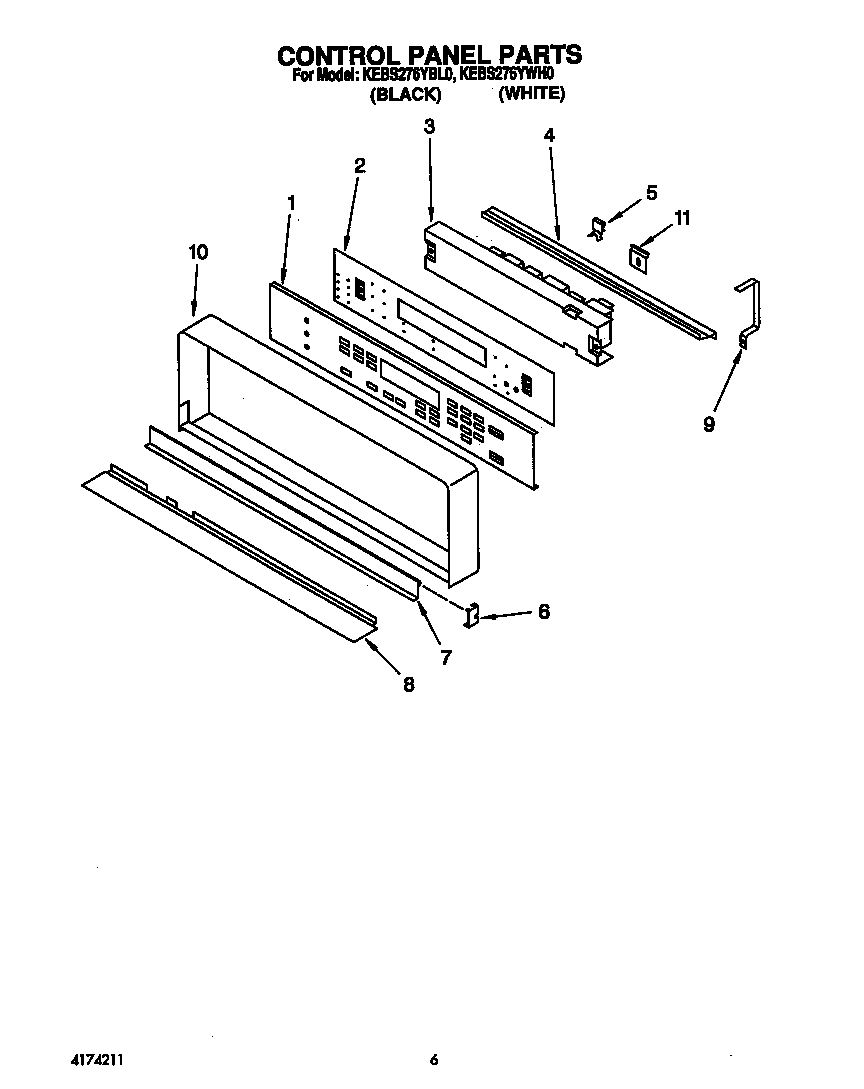 KitchenAid KEBS276YWH0 control panel diagram