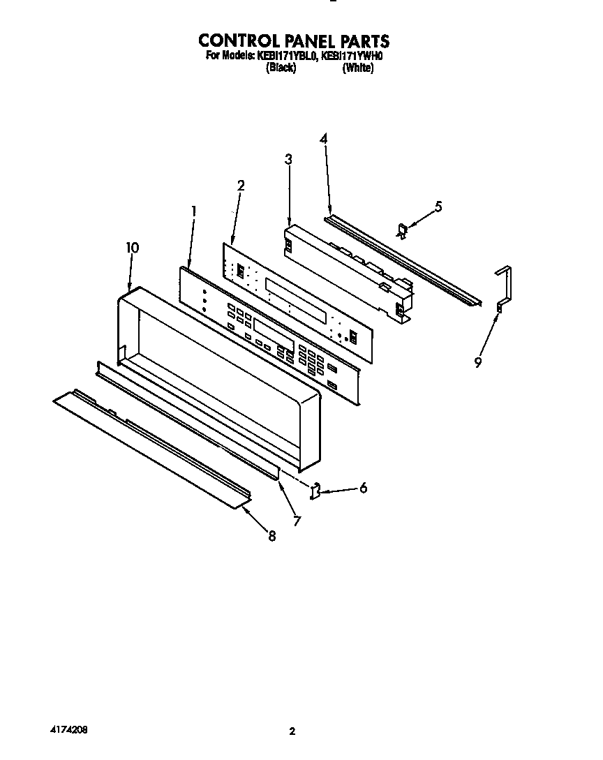 KitchenAid KEBI171YWH0 control panel diagram