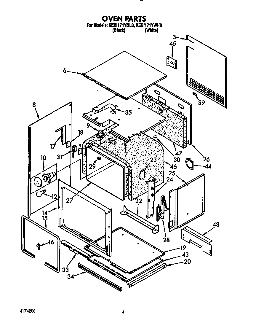 KitchenAid KEBI171YWH0 oven diagram