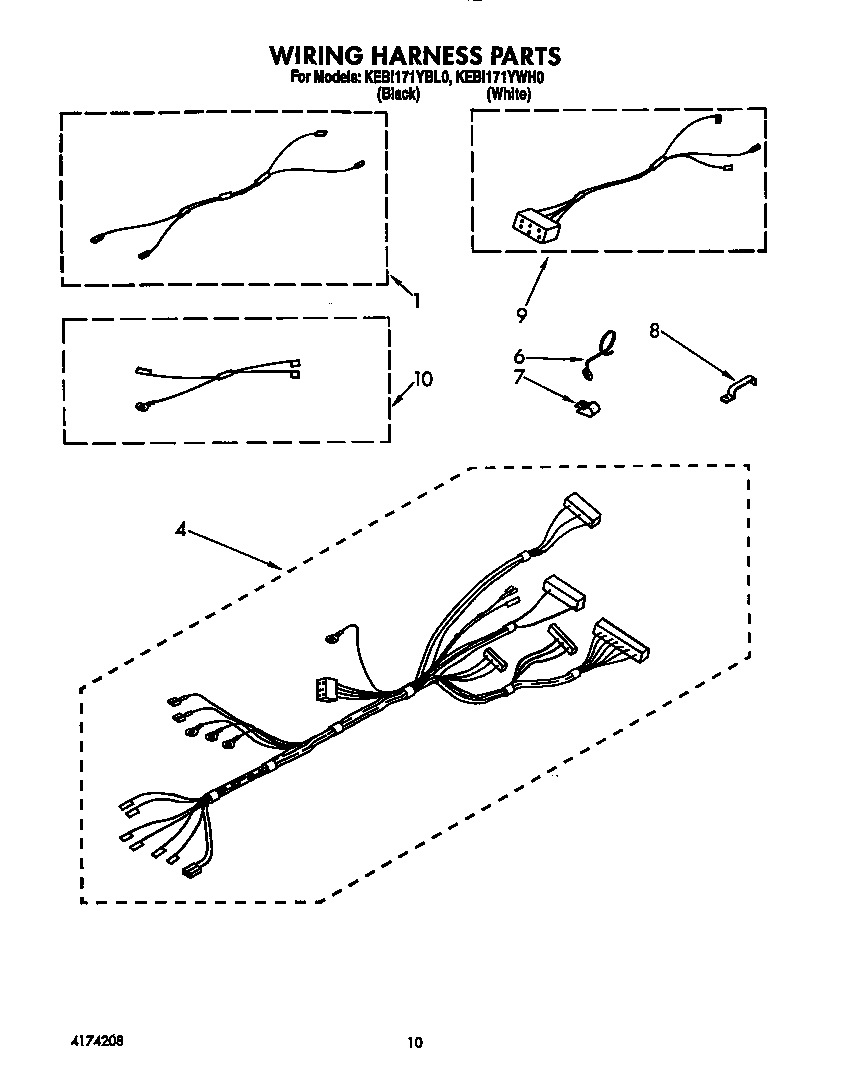 KitchenAid KEBI171YWH0 wiring harness diagram