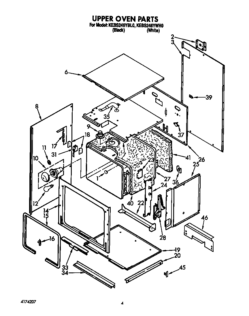 KitchenAid KEBS246YWH0 upper oven diagram