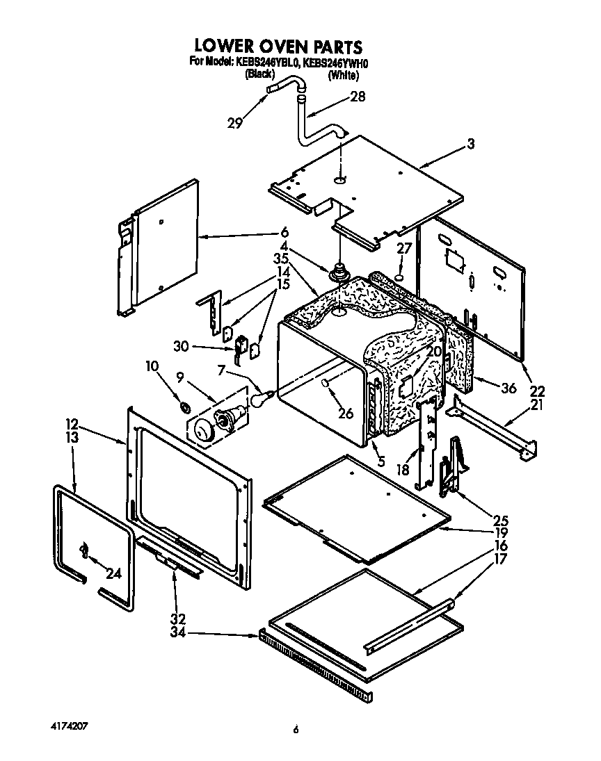 KitchenAid KEBS246YWH0 lower oven diagram