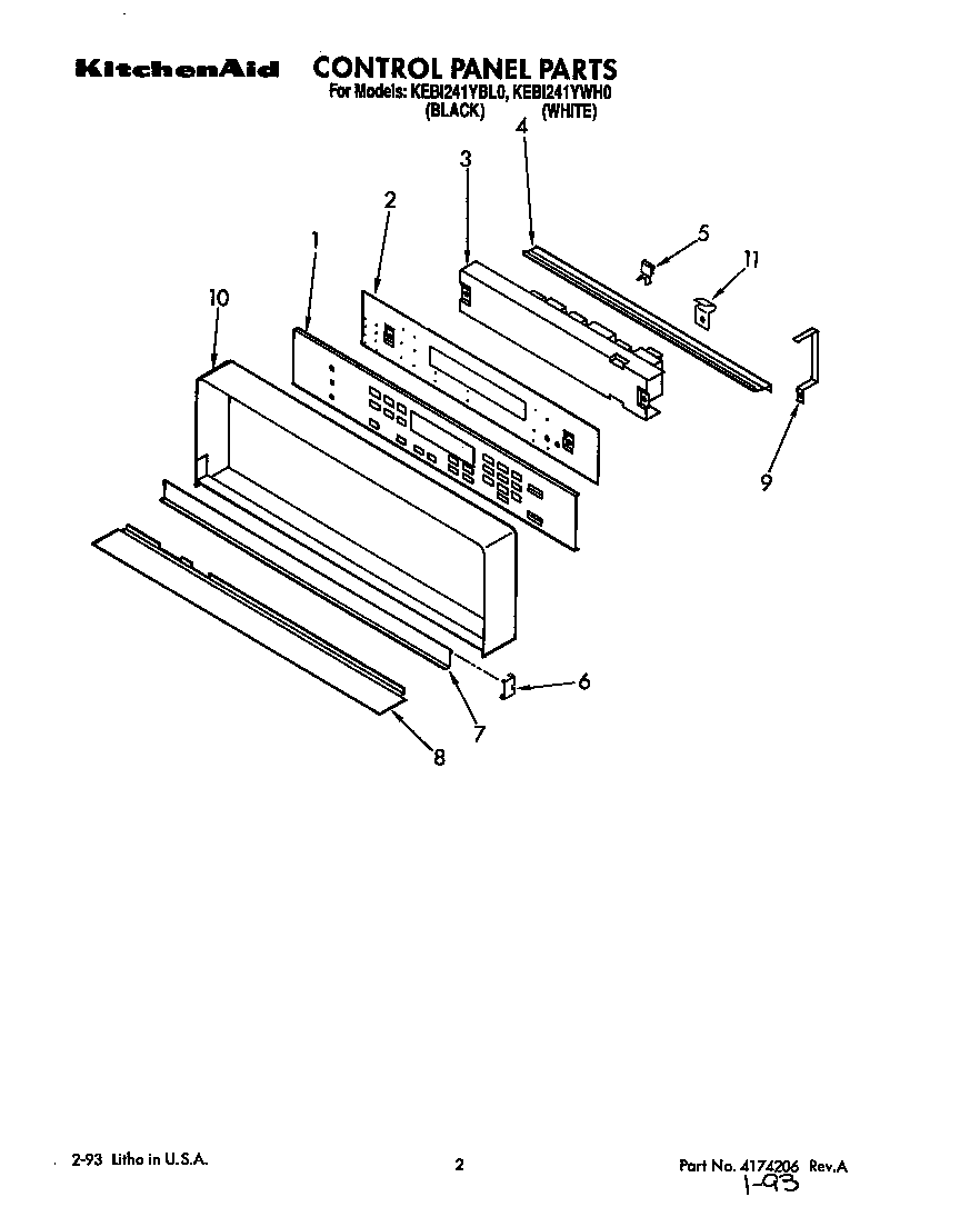 KitchenAid KEBI241YWH0 control panel diagram