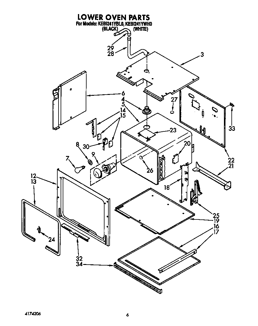 KitchenAid KEBI241YWH0 lower oven diagram