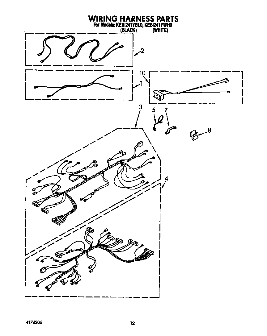 KitchenAid KEBI241YWH0 wiring harness diagram