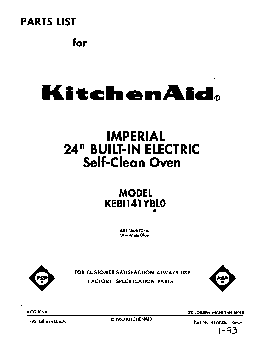 KitchenAid KEBI141YWH0 front cover diagram