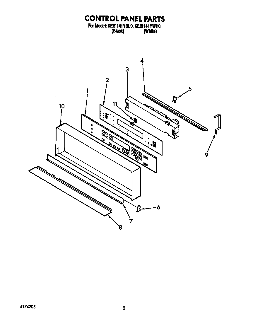 KitchenAid KEBI141YWH0 control panel diagram