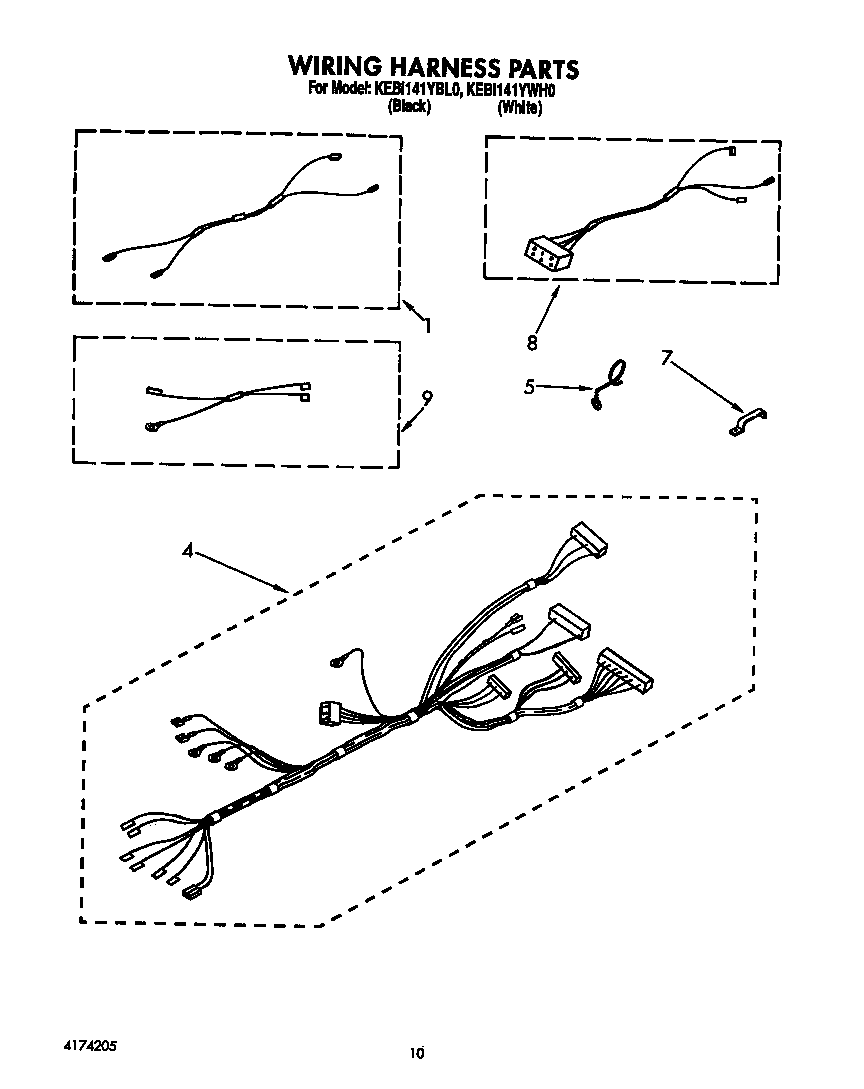 KitchenAid KEBI141YWH0 wiring harness diagram