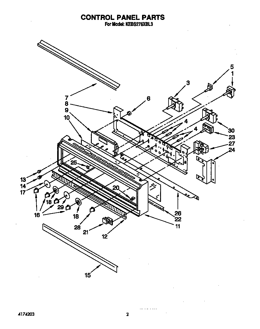 KitchenAid KEBS276XBL3 control panel diagram