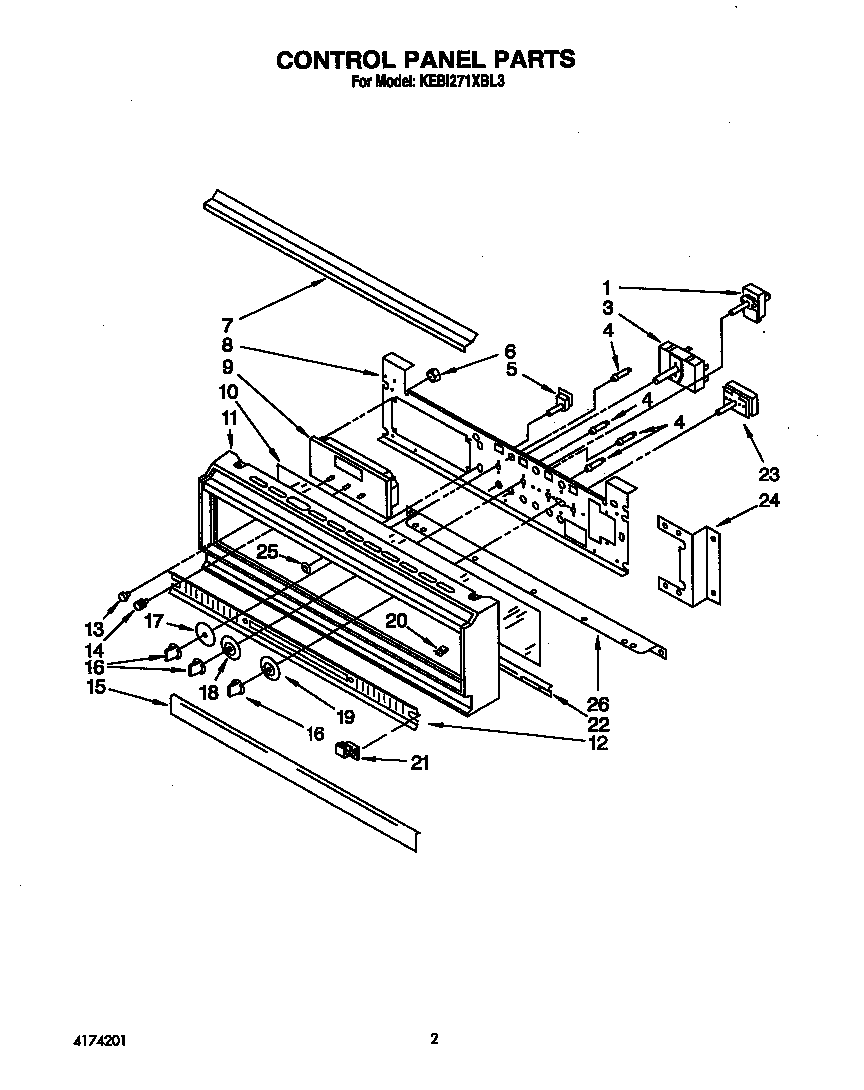 KitchenAid KEBI271XBL3 control panel diagram