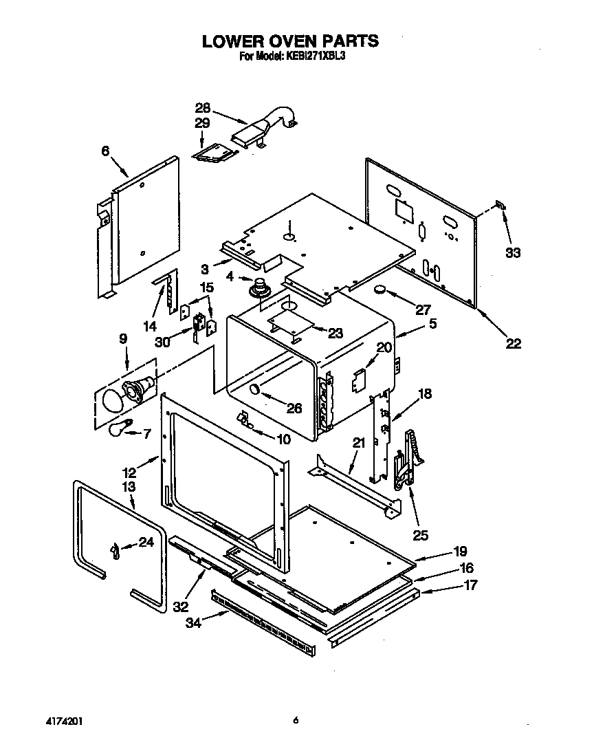 KitchenAid KEBI271XBL3 lower oven diagram