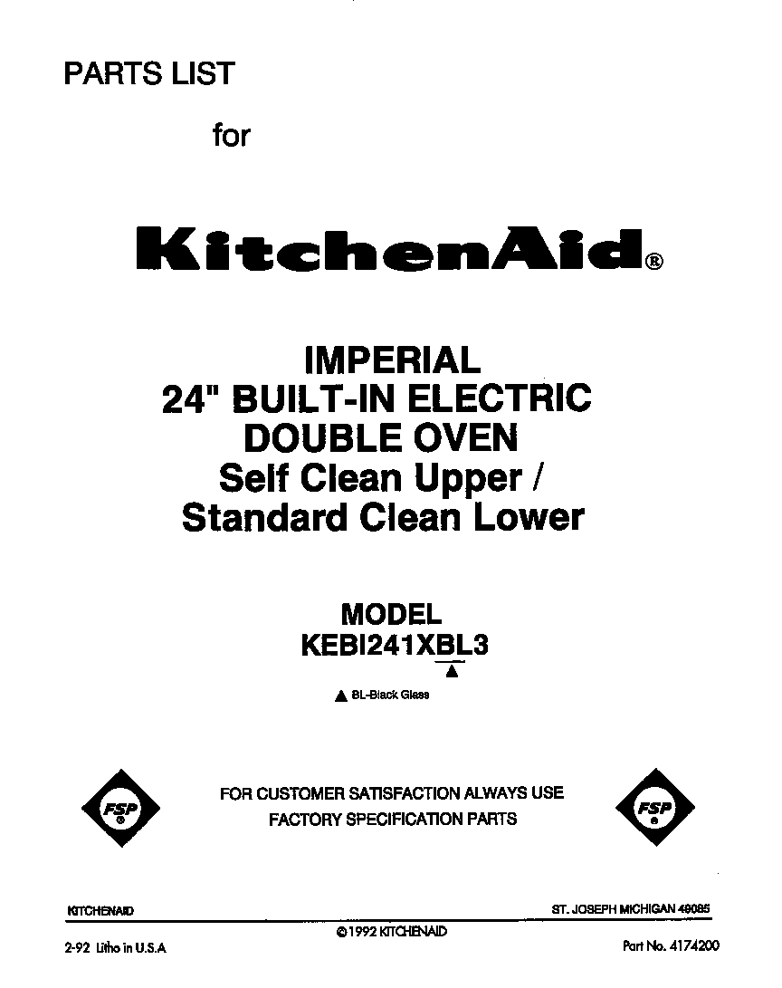 KitchenAid KEBI241XBL3 front cover diagram