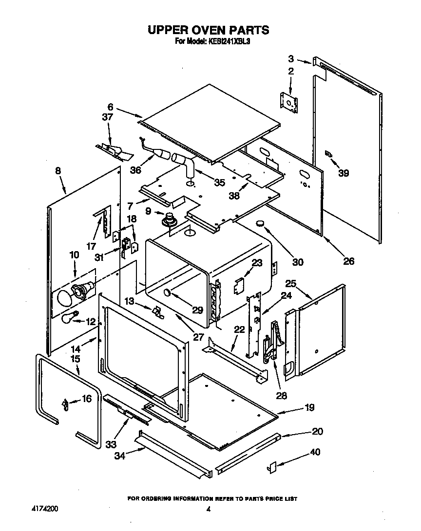 KitchenAid KEBI241XBL3 upper oven diagram