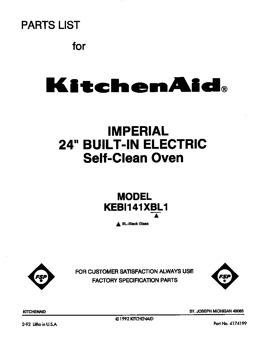 KitchenAid KEBI141XBL1 front cover diagram