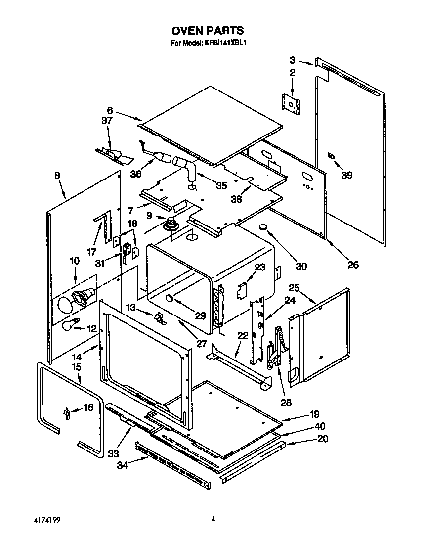 KitchenAid KEBI141XBL1 oven diagram