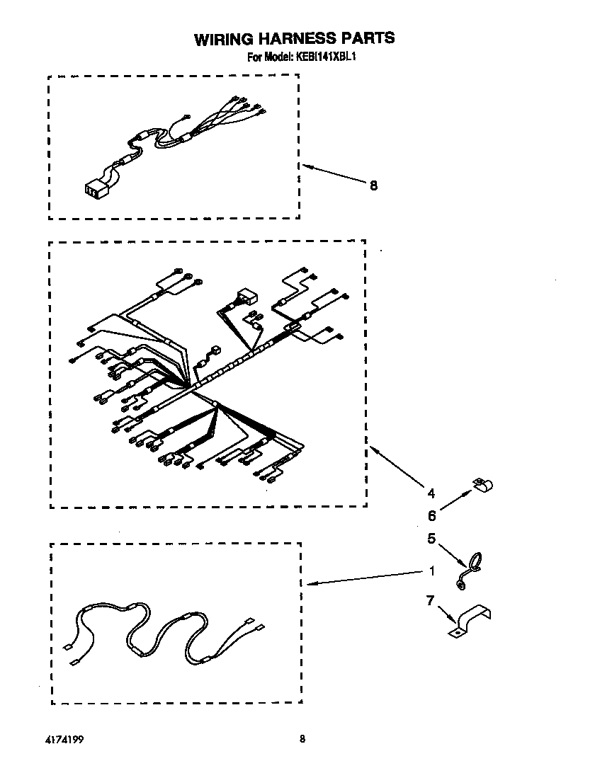 KitchenAid KEBI141XBL1 wiring harness diagram